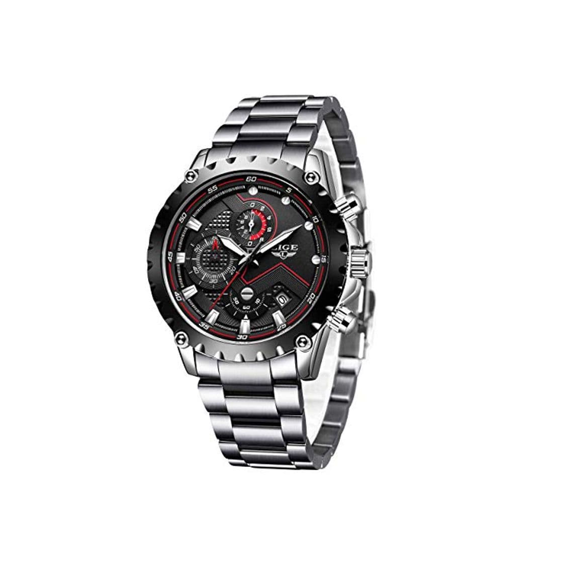 Producto LIGE Relojes Hombres Acero Inoxidable Impermeable 30M Deportes Reloj De Cuarzo Analógico Moda Fecha Negocios Reloj Clásico Negro Hombres