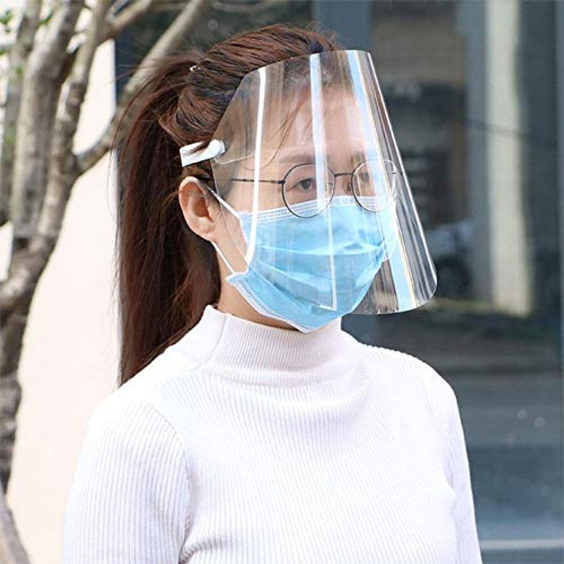 Product Cotify Full Face Protective Visor Face Shield Clear Visor Flip Up Transparent Face Shield 1 Pcs Anti Splash Elastic Band Full Face Cover for Workshop Cooking Cleaning