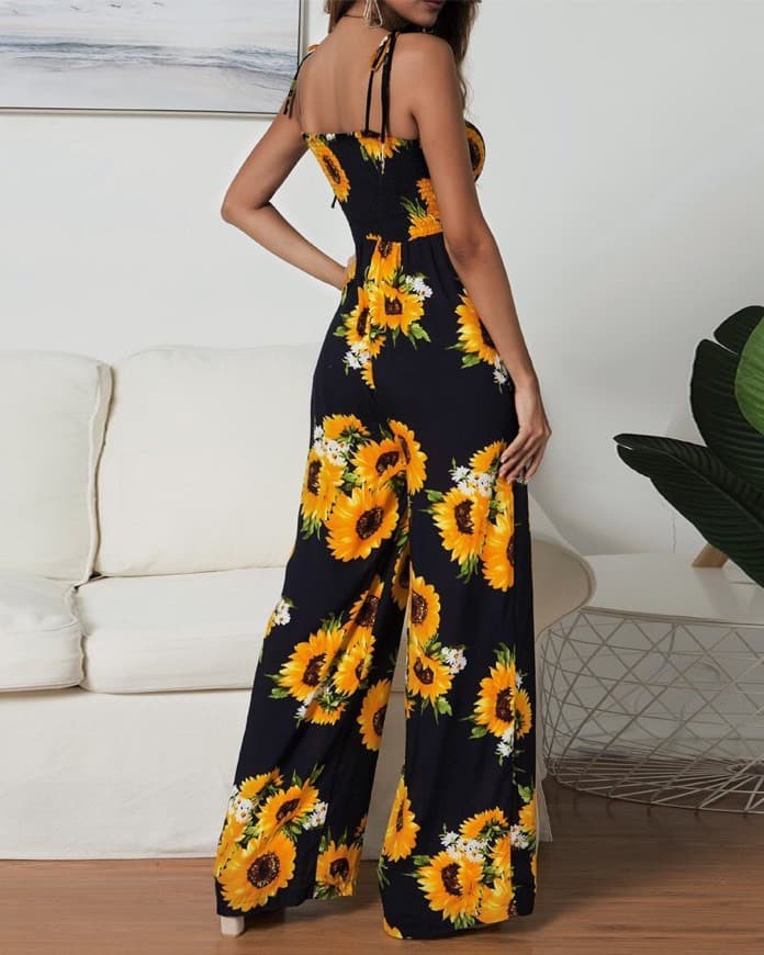 Product Sunflower Print Spaghetti Strap Jumpsuit