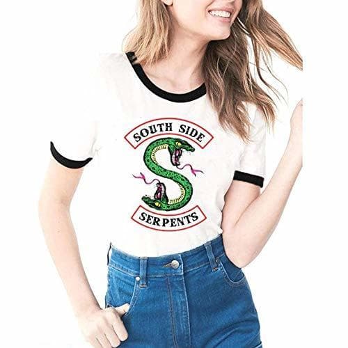 Moda Tejido Modal Suave y Confortable Riverdale-South Side Serpents Imprimiendo Camisetas de Manga