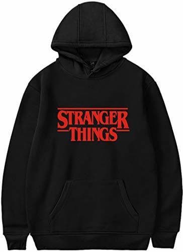 Moda EMILYLE Color Puro Stranger Things Sudadera con Capucha Letra Roja Demogorgon Days