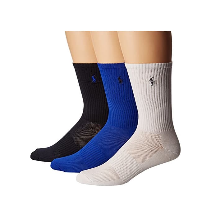 Moda Polo Ralph Lauren 3-Pack Athletic Arch Support Polo Player Embroidery Crew Sock