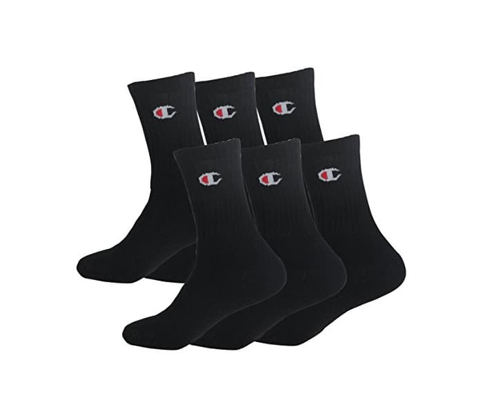 Moda Champion LEGACY CREW SOCKS X6 Calcetines de Deporte, Negro, 35-38