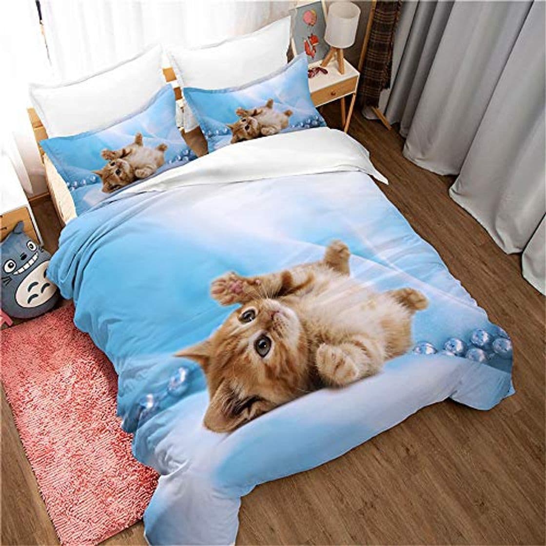 Product EU-VV Juego De Funda Nórdica Juego De Ropa De Cama Fashion Gatito