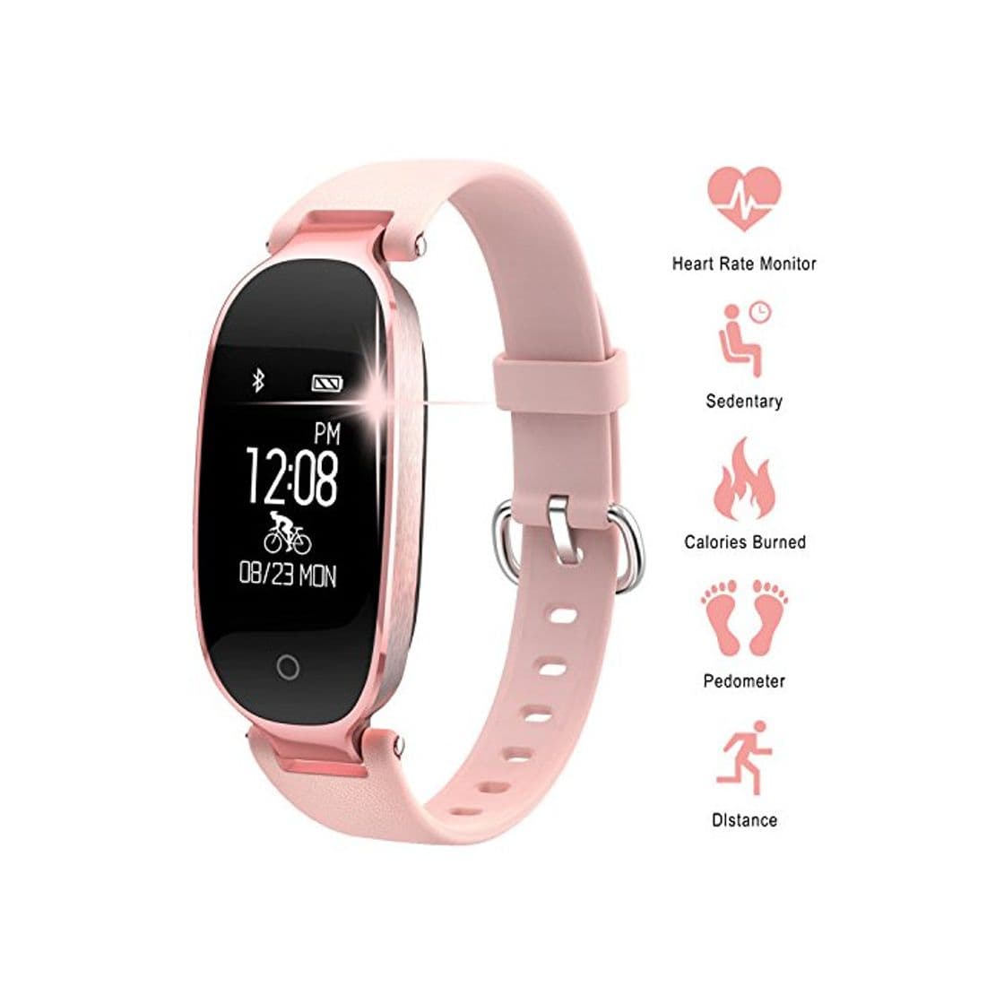 Electronic Pulsera Monitor de Actividad Pulsómetro y Podómetro para Mujeres Impermeable IP67, con