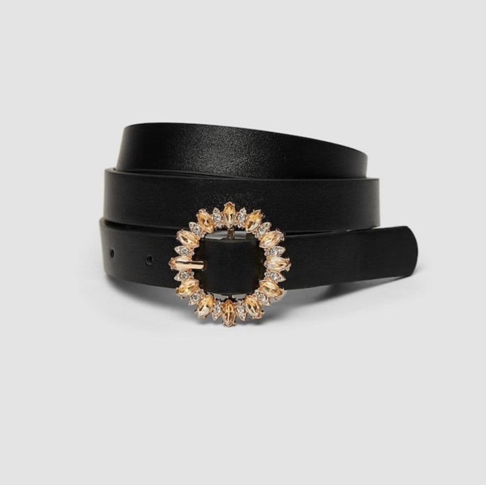 Product belt with rhinestone buckle