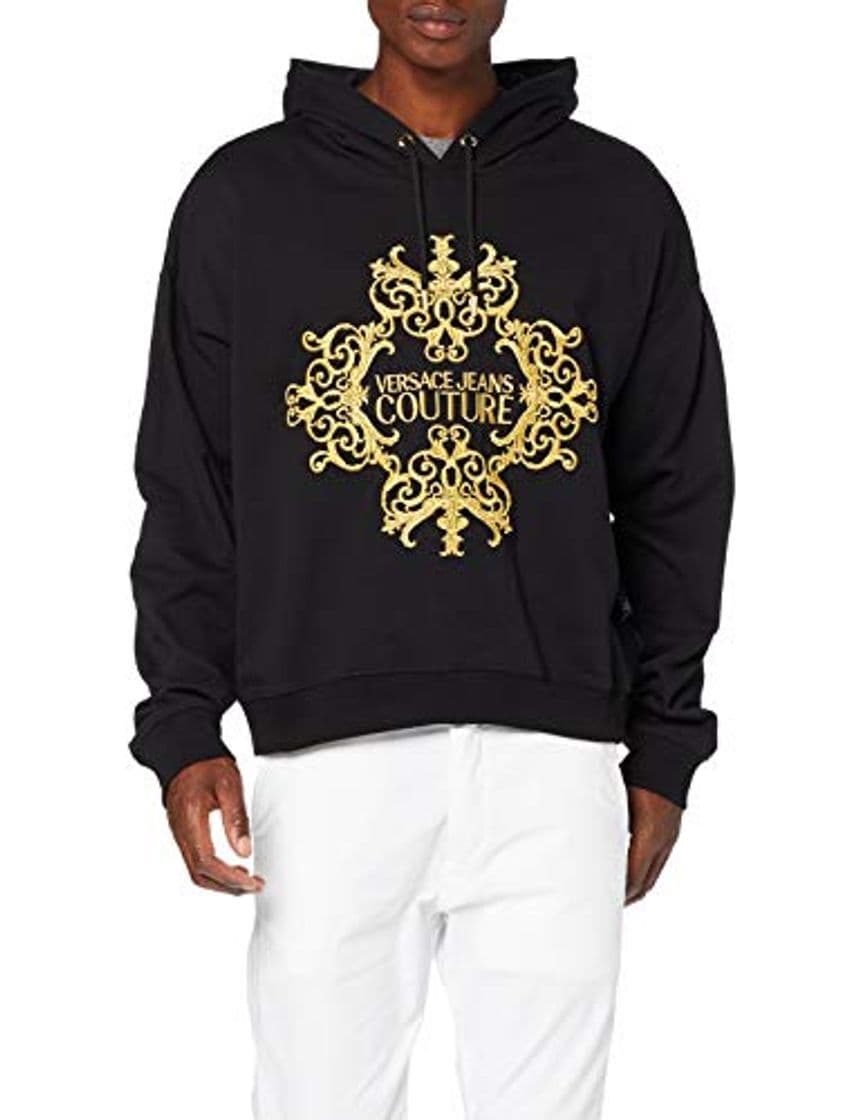 Fashion VERSACE JEANS COUTURE Man Light Sweater Sudadera, Negro (899