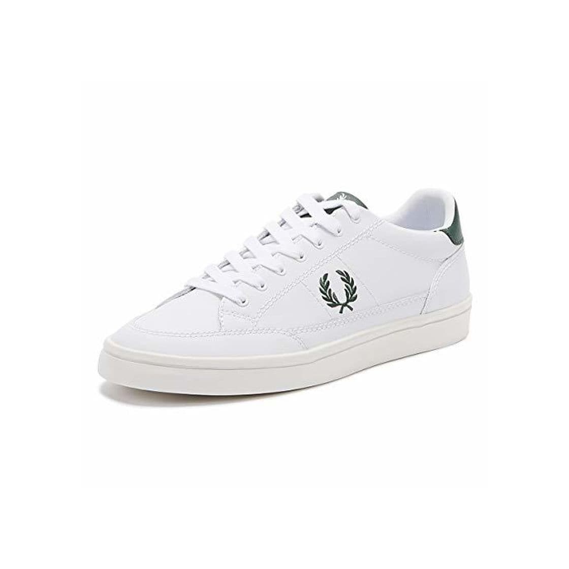 Fashion Fred Perry Kingston Hombres Blanco/Ivy Cuero Zapatillas-UK 8