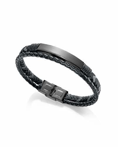 Product Viceroy Pulsera de Hombre Heat de Piel Trenzada Doble en Negro y