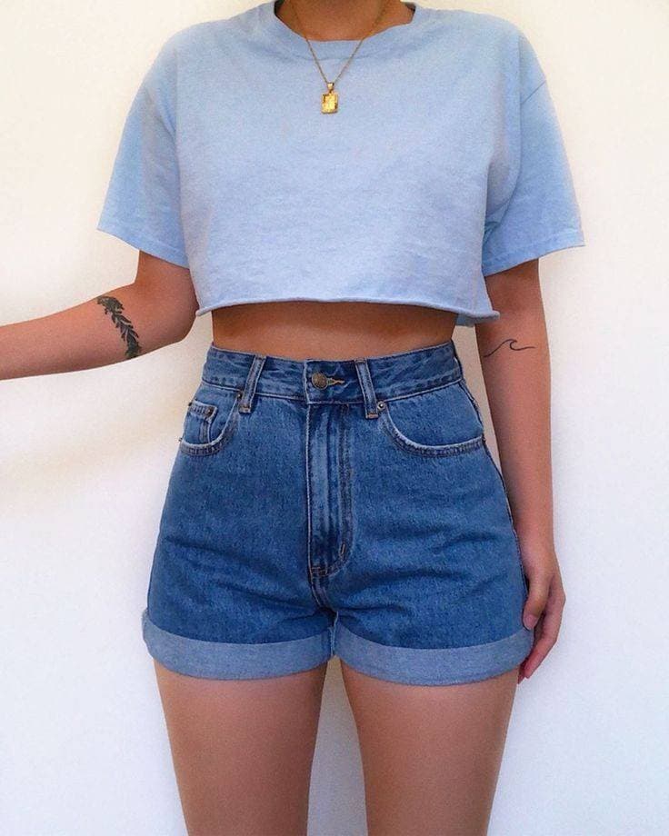 Fashion Short jeans e cropped azul