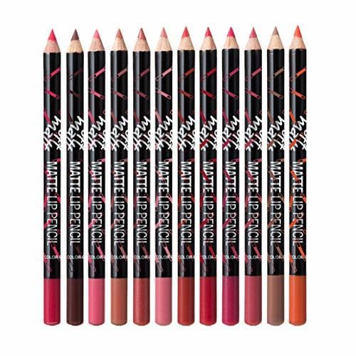 Belleza Lápiz labial mate impermeable Frcolor delineador de labios de larga duración 12