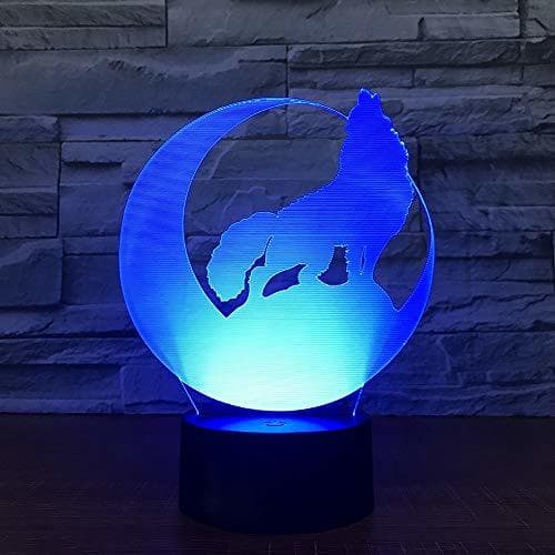 Place Colorida Luz Nocturna 3D Lupo Luna Novità Lampada Da Notte A Led