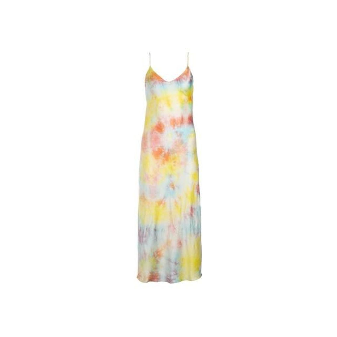 Fashion Tie dyed silk satin midi vestido