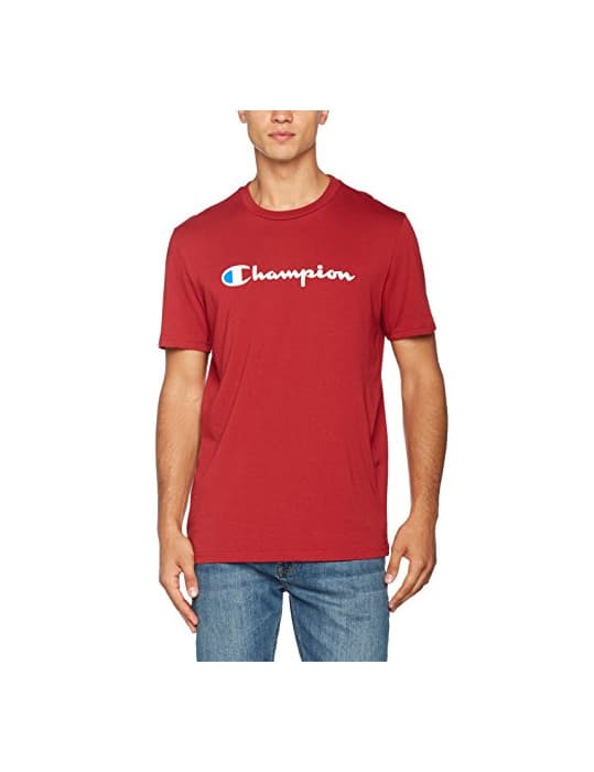 Moda Champion Classic Logo para Hombre Camiseta, Rojo