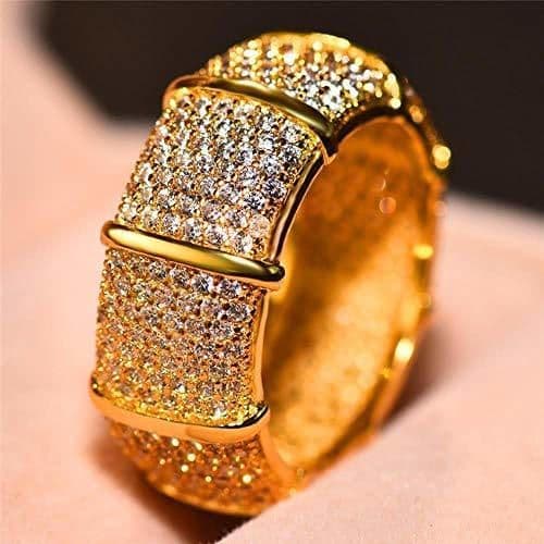 Beauty ShAwng Luxo Masculino Feminino Grande Pedra Anel de Moda Estilo Único Ouro