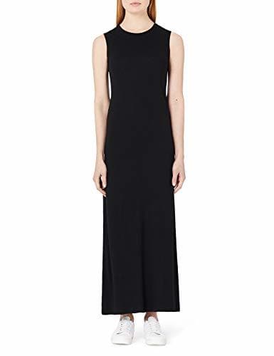 Fashion MERAKI Vestido Maxi Slim Fit de Algodón Mujer, Negro