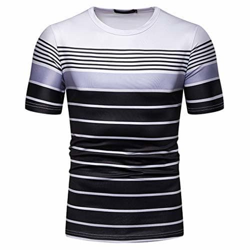 Fashion Verano Talla Grande Casual Camiseta Moda Masculina Manga Corta Raya Pintura Blusa