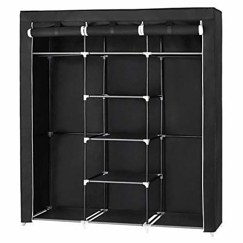 Home SONGMICS Armario Closet Organizador Textil Plegable Color Negro 175 x 150 x