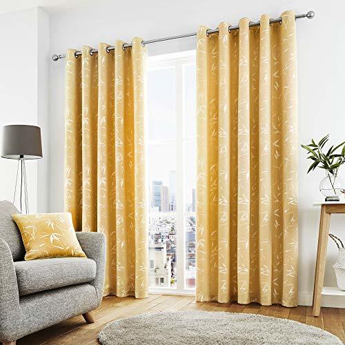 Lugar Curtina - Sagano - Cortinas Forradas, Ojales, 100% poliéster, Ocre, 66" Width