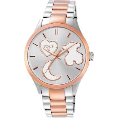 Moda Reloj tous digital D-Bear de acero IP rosado con correa de Silicona