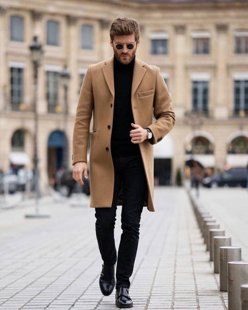 Fashion Sobretudo masculino cor Camurça