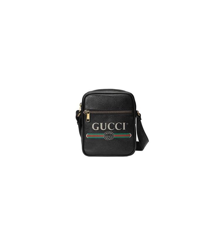 Product Gucci Logo Signature Print Side Messenger Bandolera cruzada de cuero negro Italia