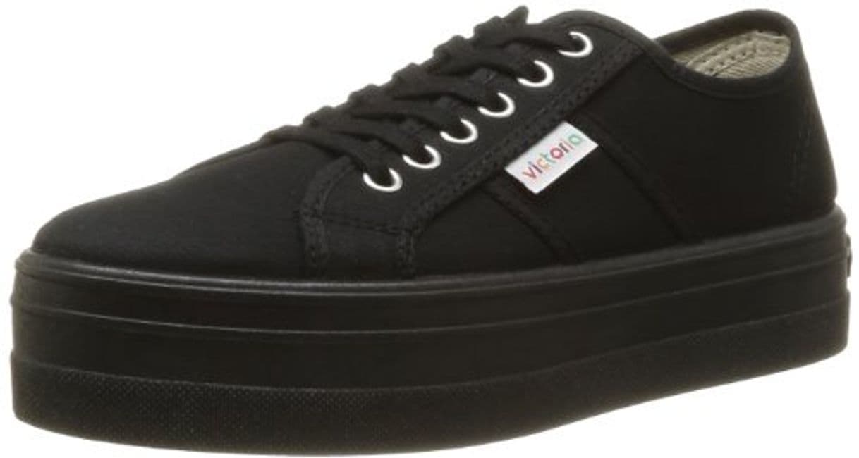 Fashion Victoria Basket Lona Plataf, Zapatillas Bajos de Deporte Unisex, Negro