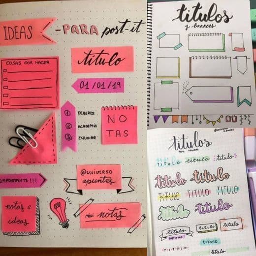 Moda Titles, banners and post-it ideas