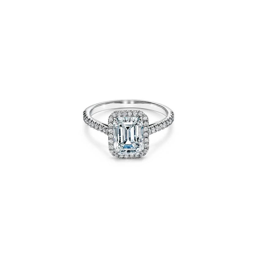 Product Tiffany Soleste® Emerald-cut Halo Engagement Ring with a Dia