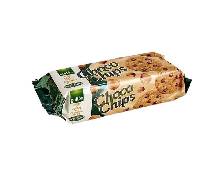 Producto Bolacha Gullon Chocolate Chips Avelas vegan snacks comida 

