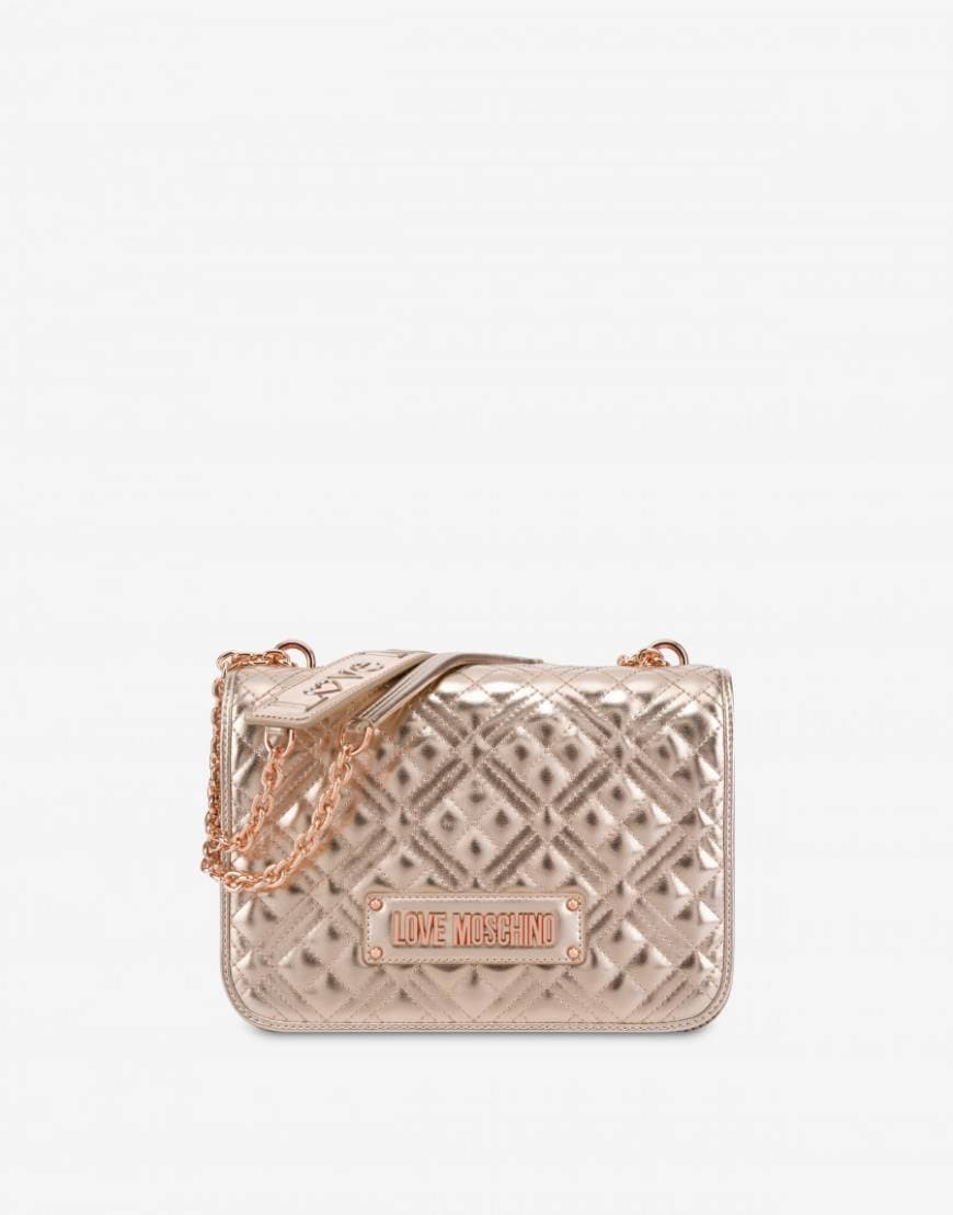 Product MOSCHINO QUILTED LAMINATED SHOULDER BAG moda malas 

