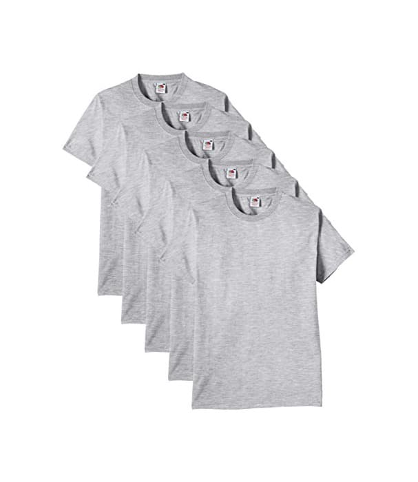 Moda Fruit of the Loom Heavy Cotton tee Shirt 5 Pack Camiseta, Gris