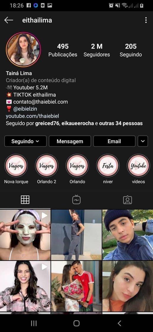 Moda Instagram da Tainá Lima, youtuber💕❤