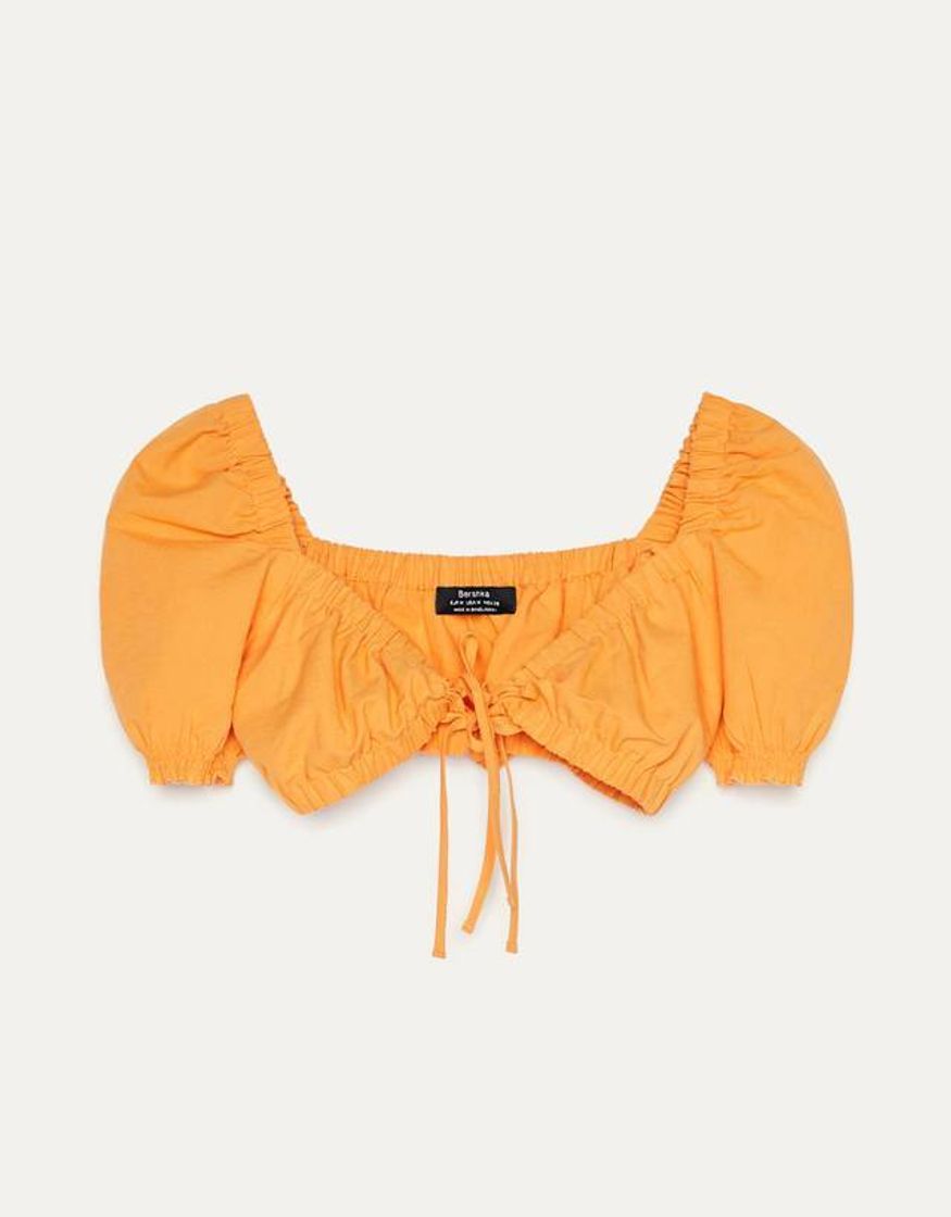 Moda Blusa lino Naranja