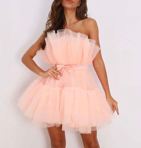 Producto Joyfunear Bow Front Layered Tube Tulle Dress