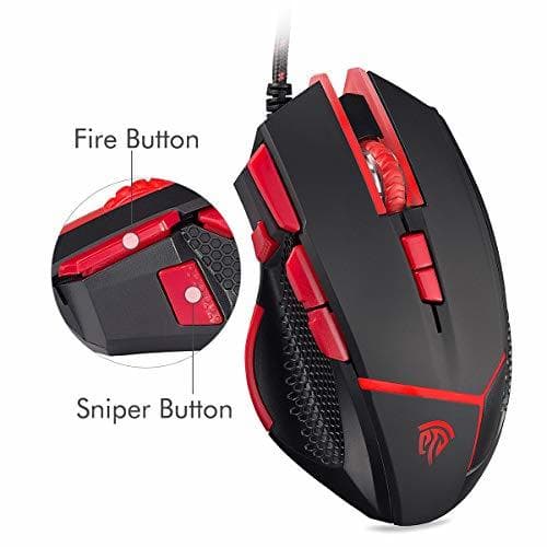 Product EasySMX Ratón Gaming, V18 Gaming Mouse Óptico 4000 dpi LED Luz 9