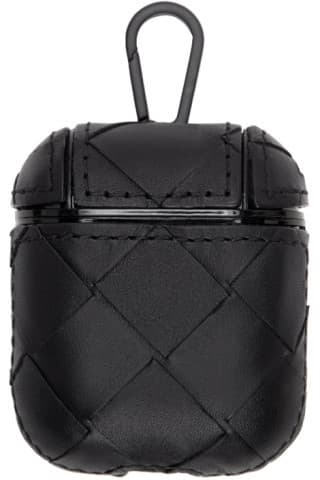 Moda Bottega Veneta: Black Intrecciato Airpods Case | SSENSE Canada