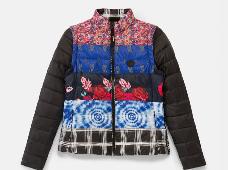 Fashion Casaco eco-friendly acolchoado patchwork de estampados - Desigual