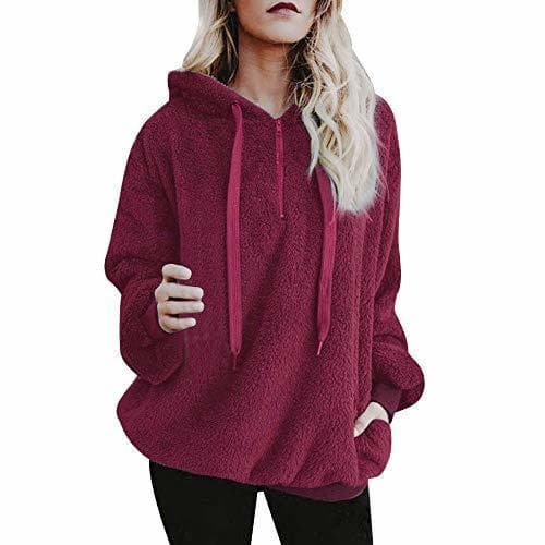 Moda Mujer Sudadera Caliente y Esponjoso Tops Chaqueta Suéter Abrigo Jersey Mujer Otoño-Invierno