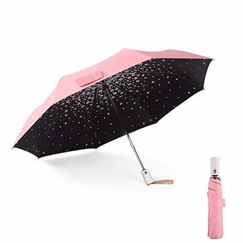 Product Meiyijia Paraguas Plegable, Doble-Uso Paraguas del Sol/Lluvia,Tela Impermeable y Muy Resistente Conveniente