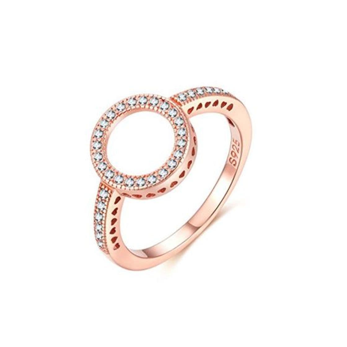 Producto Qings Anillo de Plata de ley Chapado en oro Rosa con CZ Open Circle Para Mujeres y Niñas Adolescentes