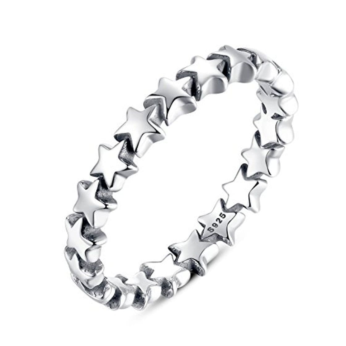 Lugar Qings Anillo de Plata de Ley 925,Five Stars Wedding Promise Eternity Ring