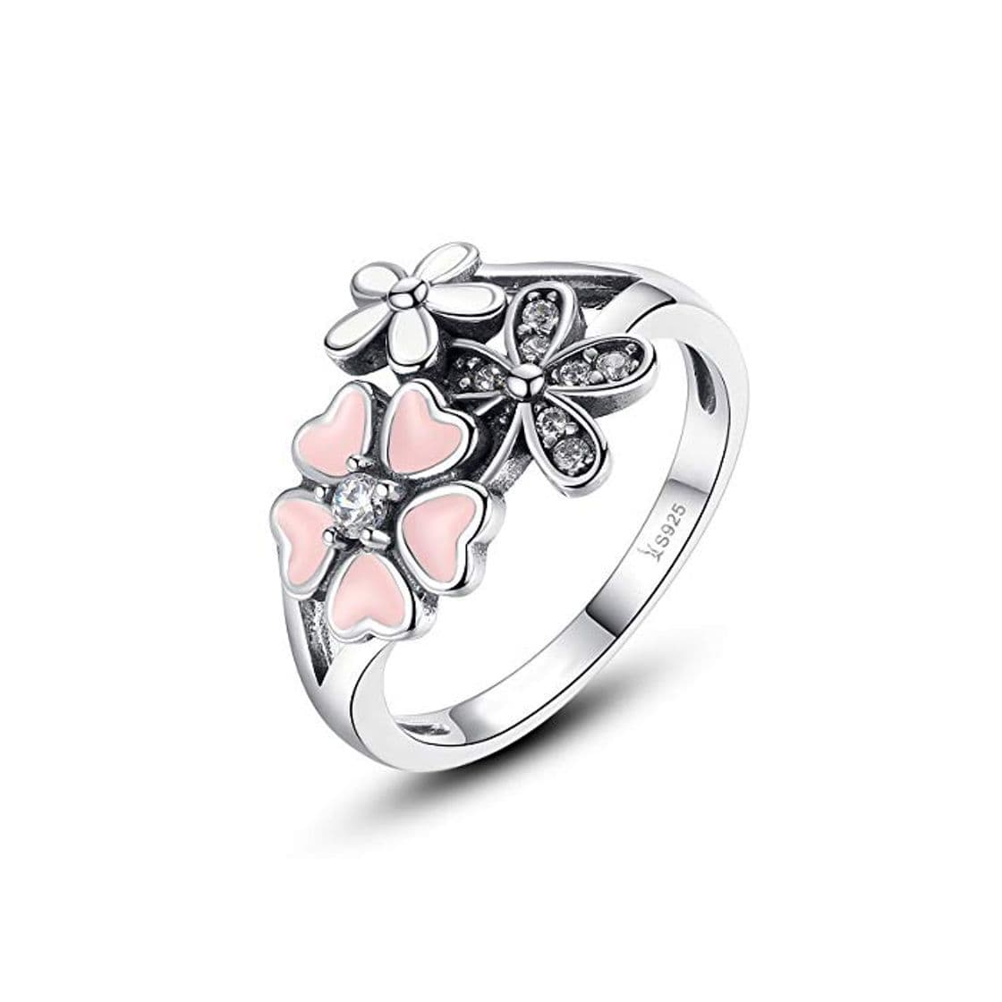 Producto Qings Anillos Mujer Plata de Flor de Regalo de San Valentín para Mujeres