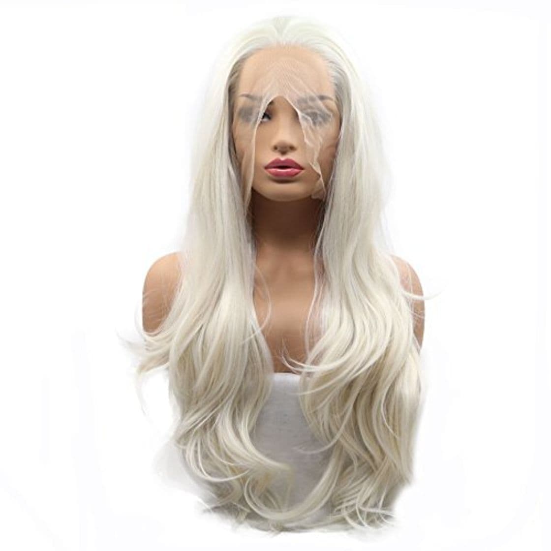 Product Pastel Rubio Pelucas Cintura Natural Drag Queen Ladies Cosplay Fiesta de onda larga Cabello sintético Pelucas delanteras del cordón para las mujeres Blanco Rubio Desgaste diario