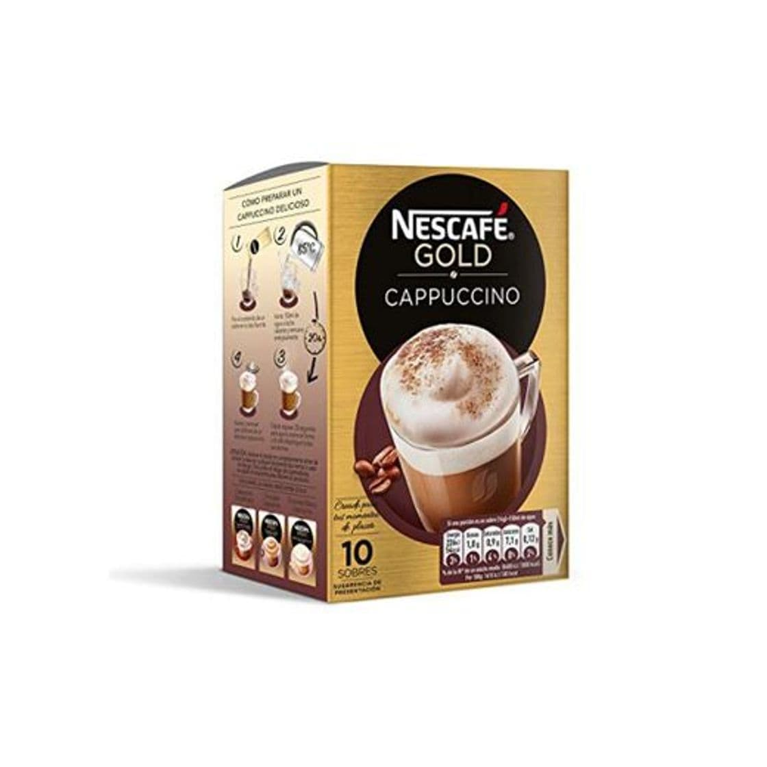 Producto Nescafé Cappuccino - Café Soluble Natural - 3 Paquetes de 10 Sobres