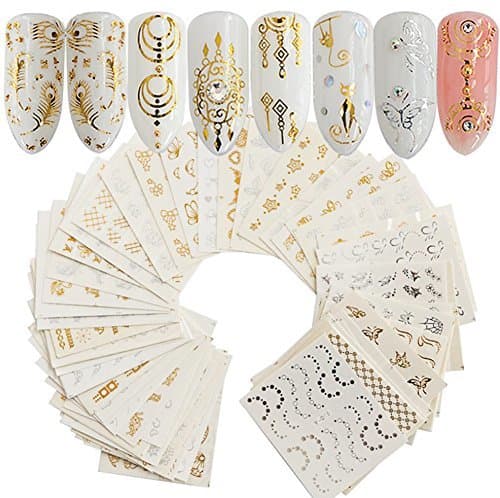 Producto AIUIN 30 Piezas Pegatina de Uñas Estampado de Oro y Plata Atrapasueños