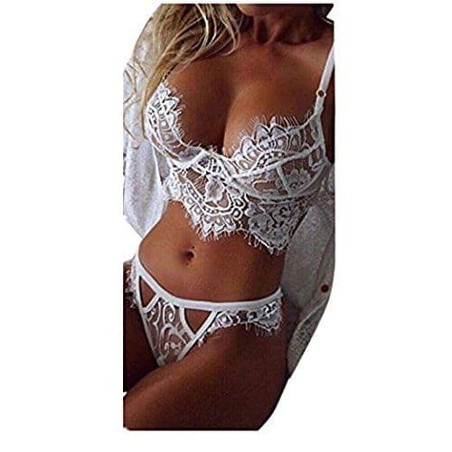 Fashion UMIPUBO Mujer Ropa de Dormir Conjunto Sexy Transparente Lingerie Escotado por Detrás