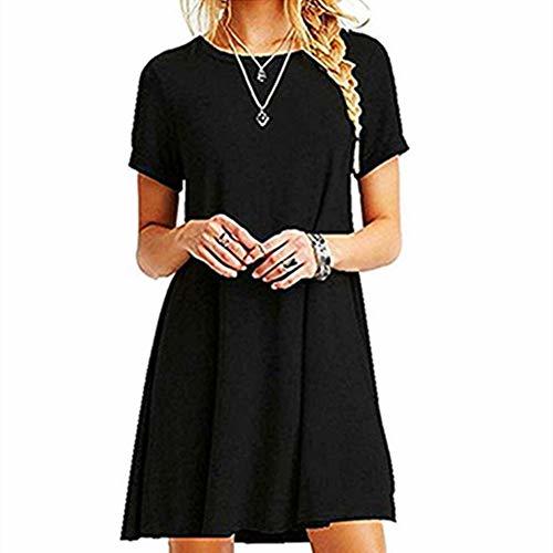 Fashion ZNYSTAR Mujeres Verano Vestido de camiseta Suelto Casual Cuello Redondo Mangas cortas