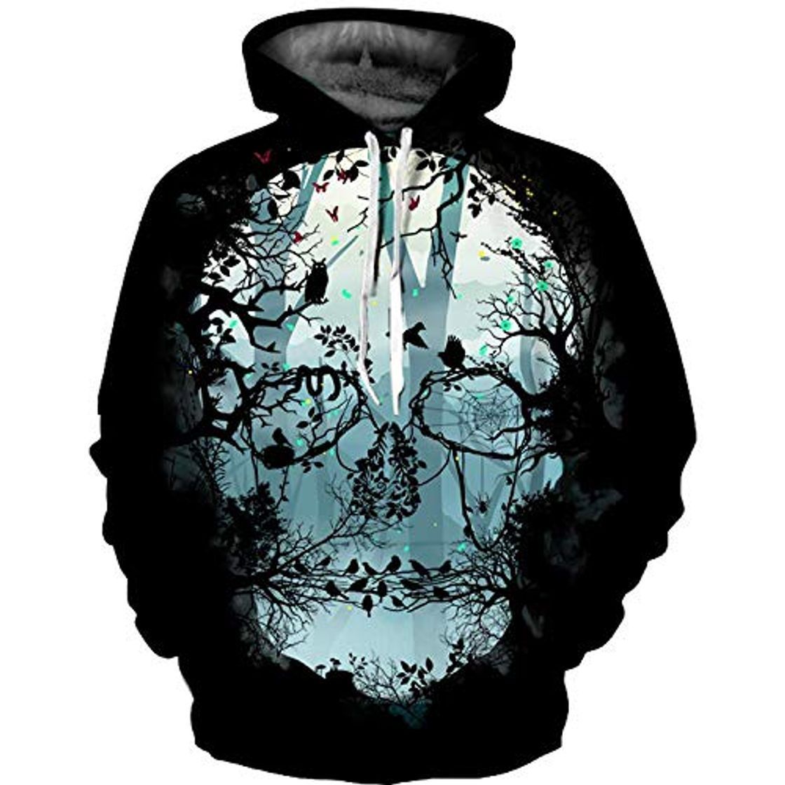 Producto 3DWY Sudadera con Capucha con Estampado de Calavera de Bosque en 3D Sudadera con Capucha para Hombre de otoño Tallas Grandes con Capucha de Manga Larga Moletom Informal para Hombres