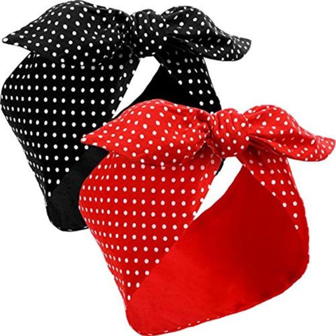 Producto 2 Piezas Diadema de Lunares Rojos Diadema Retro para Mujeres Niñas Diadema de Alambre con Estampado Vintage de Algodón